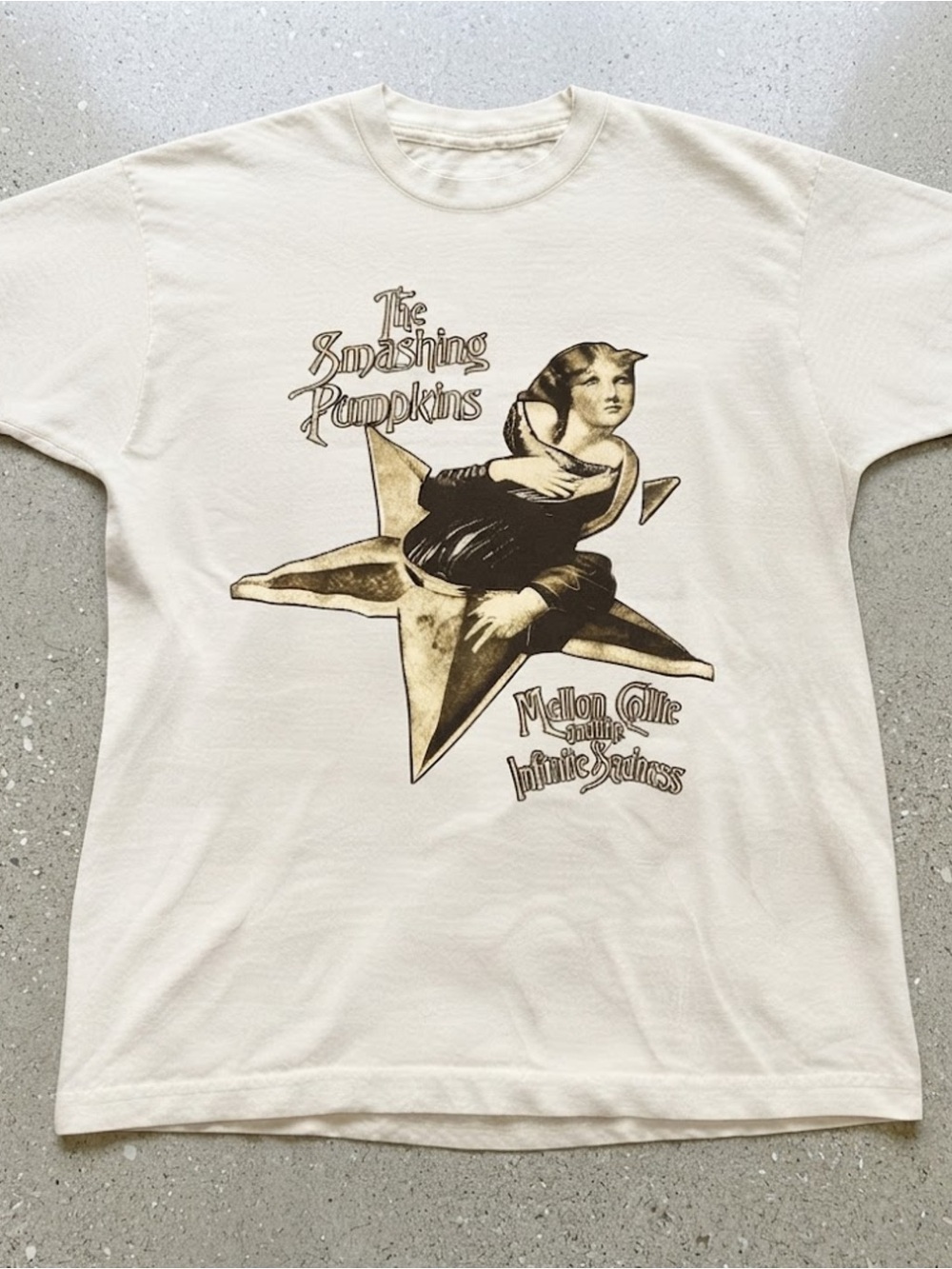 Smashing Pumpkins Mellon Collie Star Angel Cream Gildan T-Shirt L